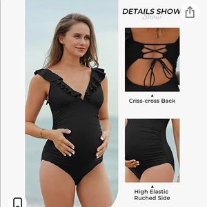 Summer Mae Maternity Bathing Suit One Piece - black, size medium
